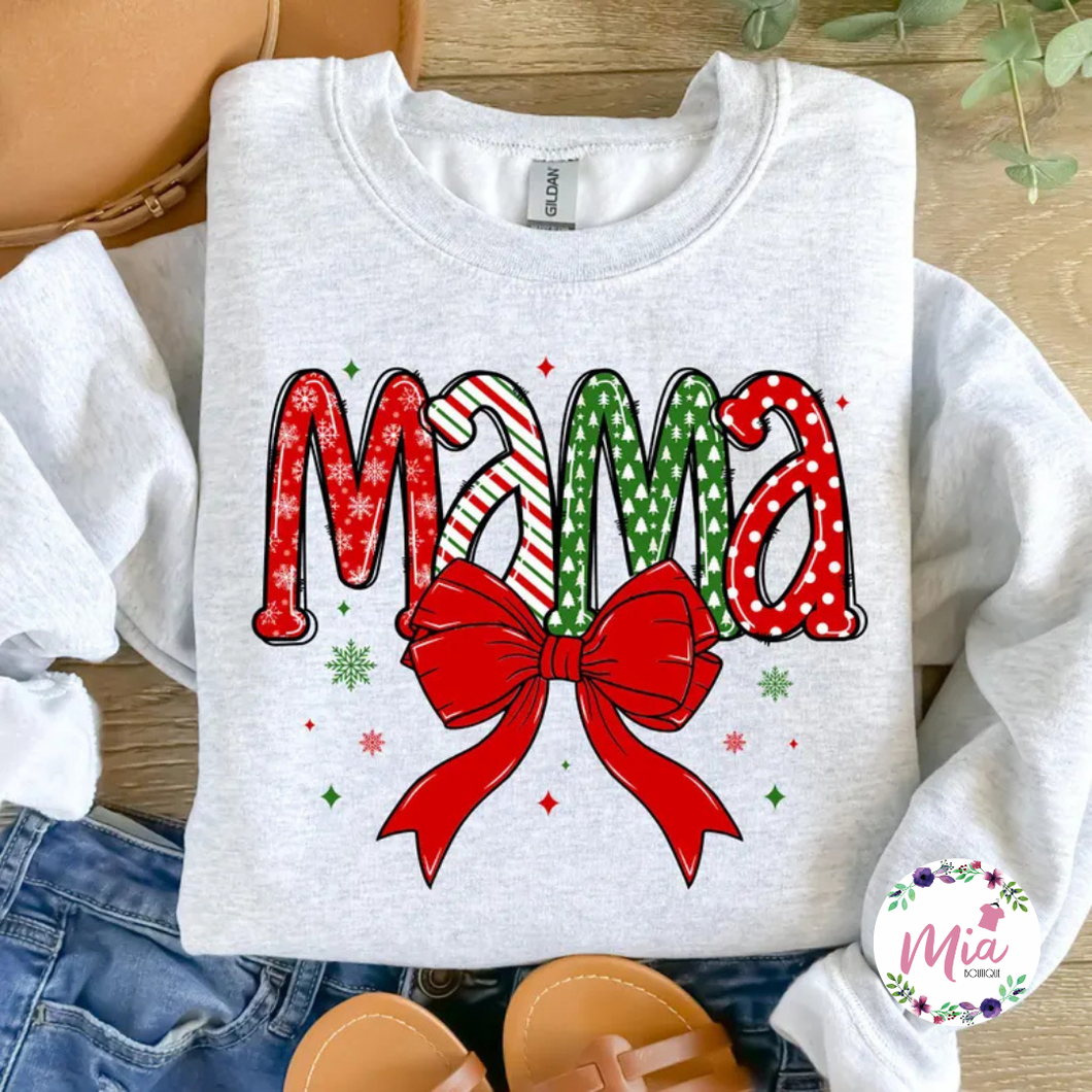 Mama Christmas Bow Crewneck