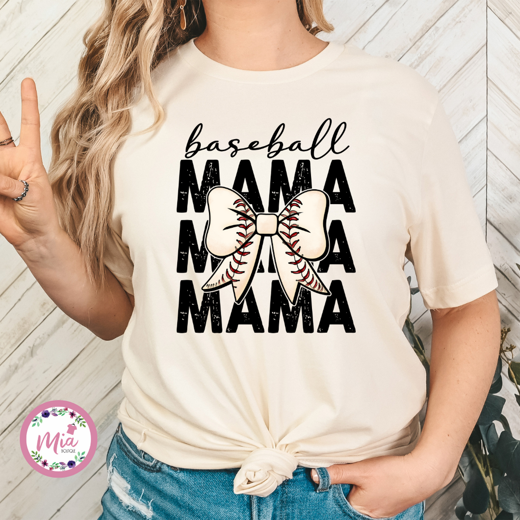 Baseball Bow Mom Tee