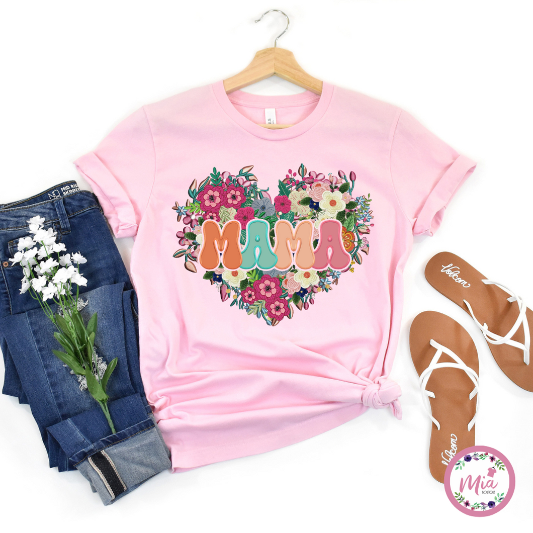 Mama Floral Heart Tee