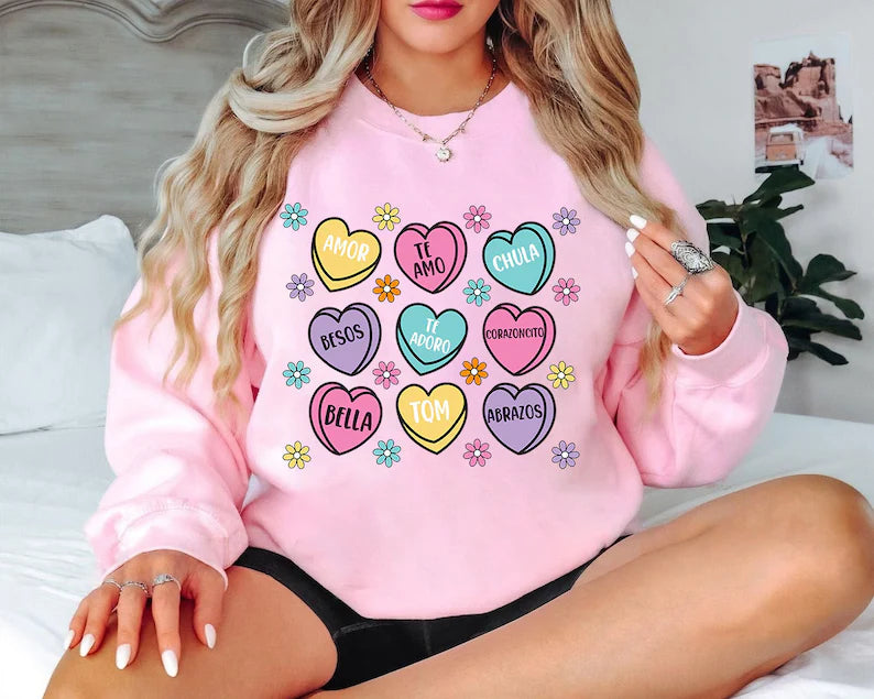 Conversation Hearts Spanish Crewneck