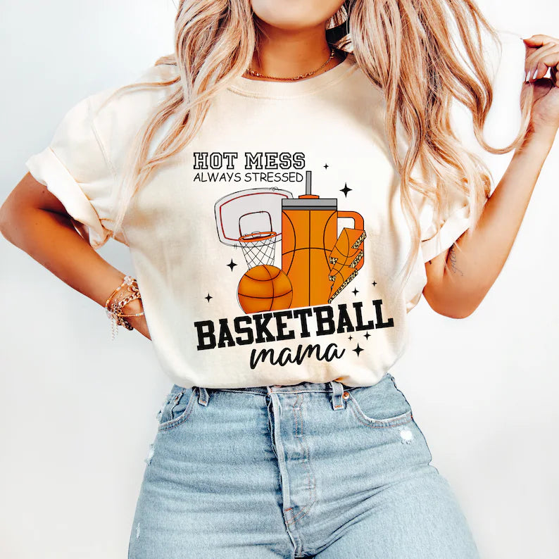 Hot Mess Basketball Mama Tee