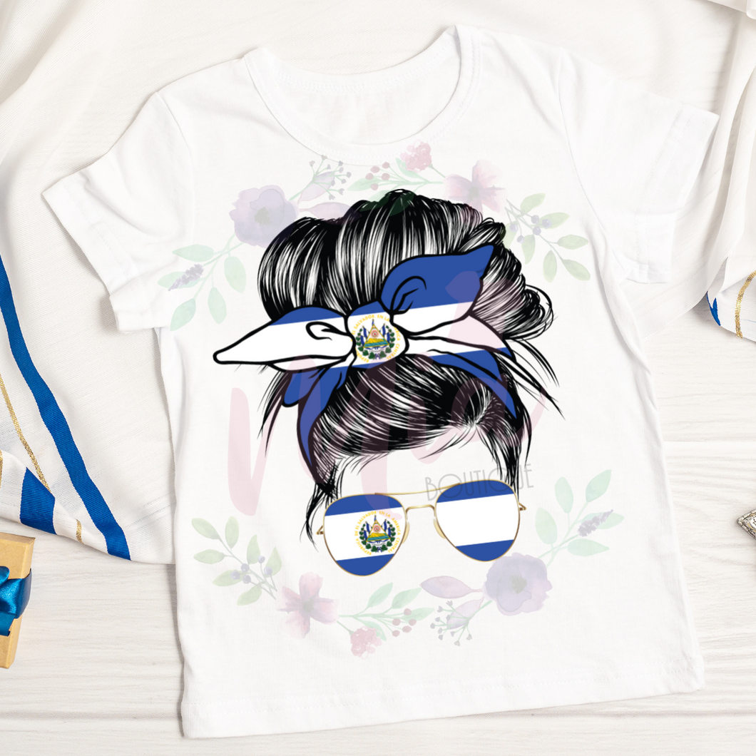 El Salvador Messy Bun Tee